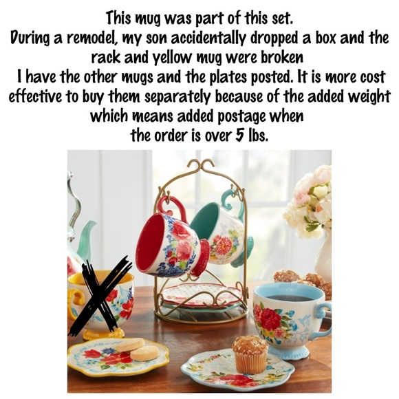 Pioneer Woman Red & Blue Floral  Rose Mug - Picture 7 of 7